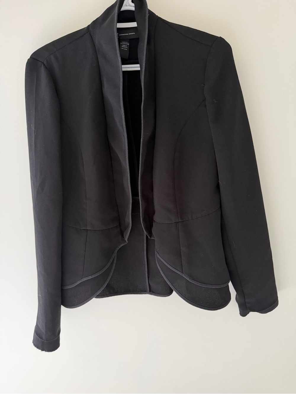 INC International Concepts Black Open-Front Tailored Blazer